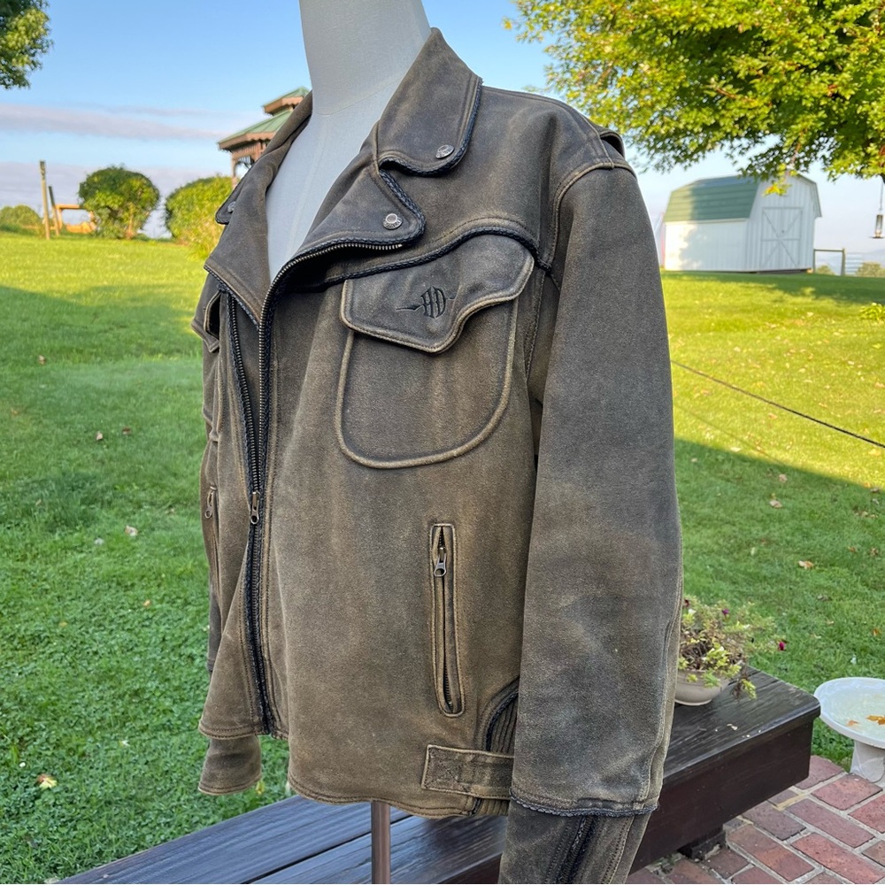 Harley-Davidson Brown Distressed Leather Performance Jacket - Picture 4 of 10